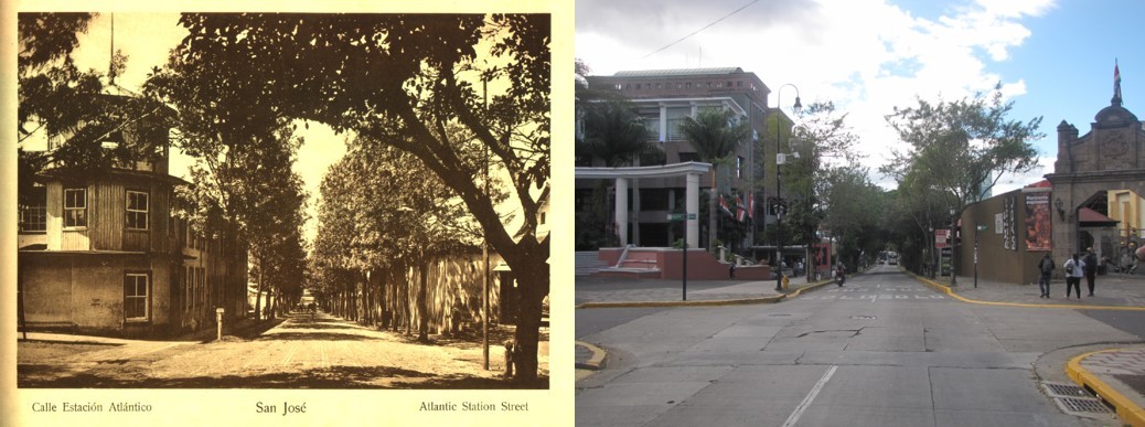 Foto antigua y actual del Paseo de los Damas.