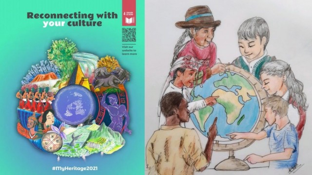 Portada y contraportada de un folleto pedagógico sobre el proyecto Reconnecting with your culture.