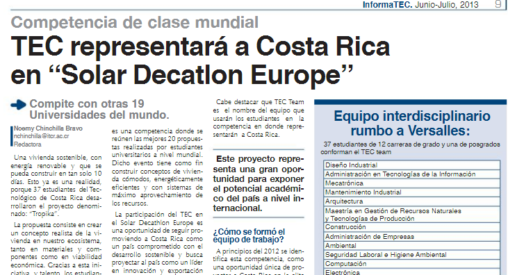 Así anunciaba en 2013 el periódico InformaTEC sobre la futura participación del TEC en Francia. 