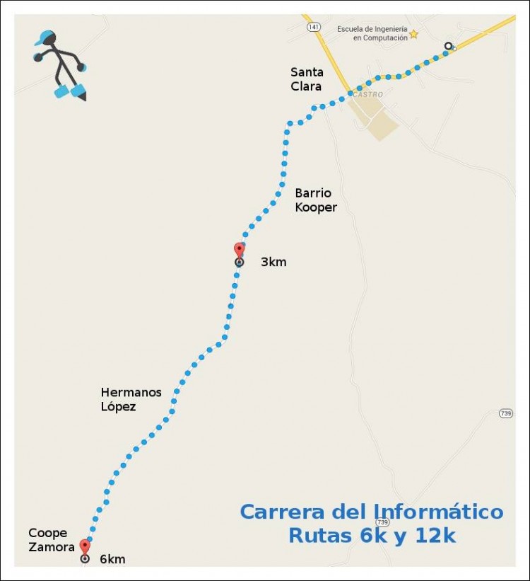 mapa con recorrido de la carrera