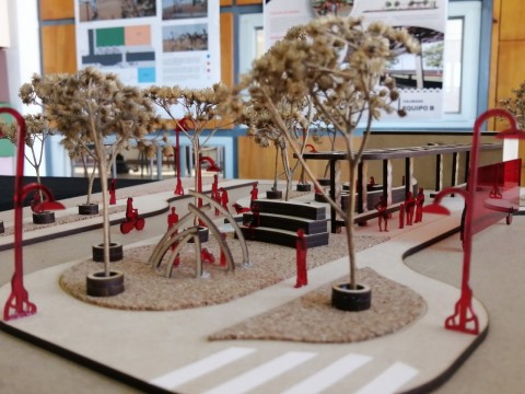 Vista de una maqueta de un nodo urbano realizado para la comunidad de Colorado de Abangares, Guanacaste.
