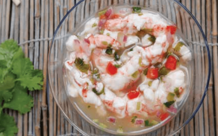 Ceviche fresco preparado con pesca local. Creadora: Georgina Gonzaga. 