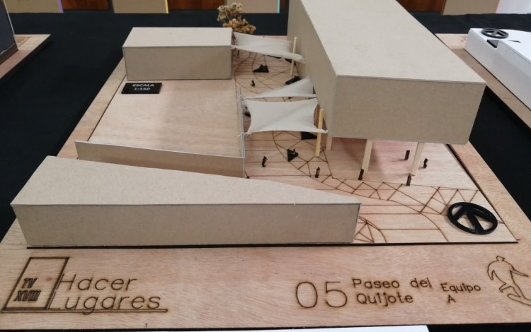 Maqueta del equipo A con la propuesta para el sector denominado "Paseo del Quijote"