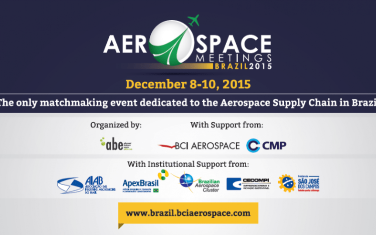 Banner promocional del Aerospace Meetings Brasil 2015.