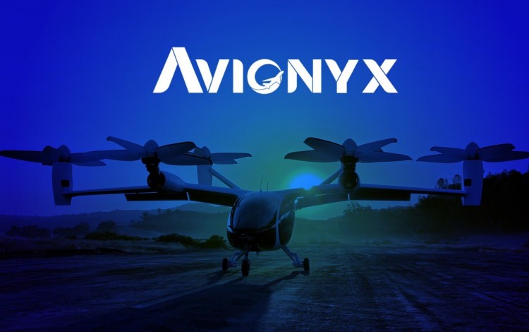 Imagen de un vehículo aéreo eléctrico y de fondo se lee Avionyx