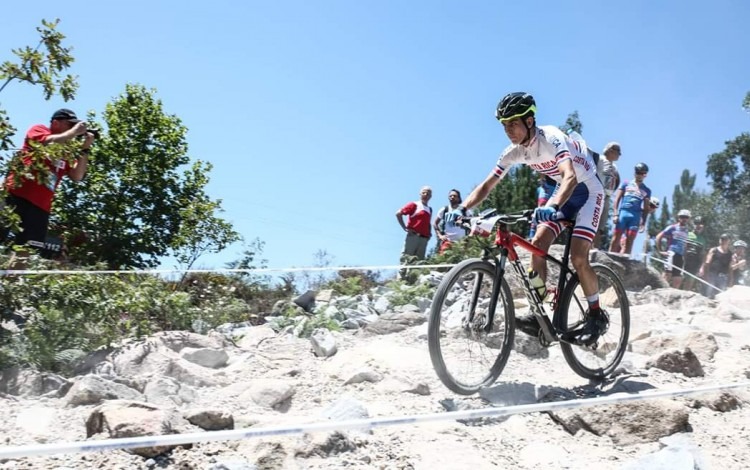 Estudiante del TEC Javier Valverde compitiendo en Mundial de Ciclismo Universitario de 2018. 