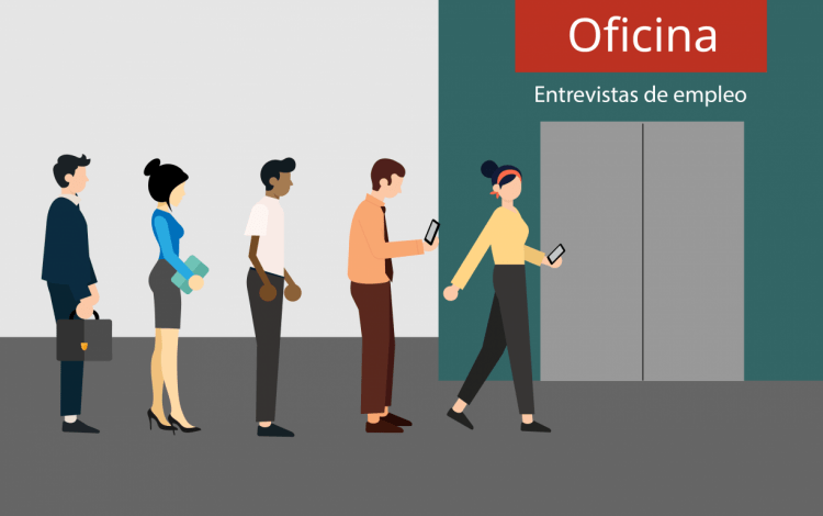 personas haciendo fila para obtener empleo