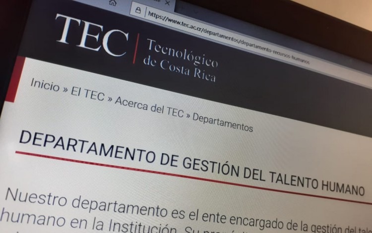 pantalla con el nombre del Departamento de Gestión del Talento Humano