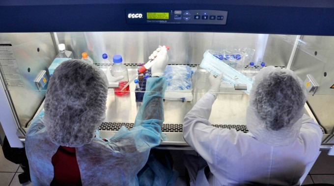 En la fotografía se muestran dos científicos del TEC trabajando en un laboratorio. 