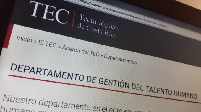 pantalla con el nombre del Departamento de Gestión del Talento Humano