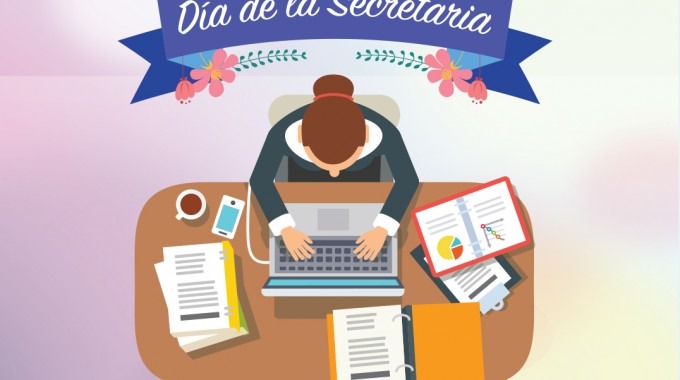 ilustración de secretaria en escritorio