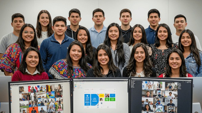 personas centroamericanas frente a computadora