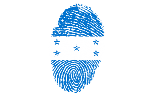 Diseño de una huella digital con los colores de la bandera de Honduras.