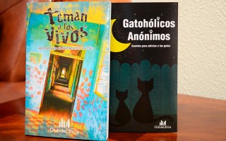 dos libros sobre una mesa.