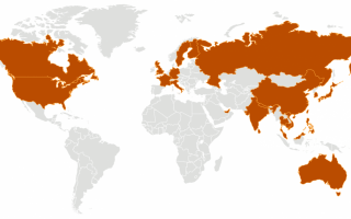 Mapa con los países a los que se ha extendido el brote de coronavirus. 