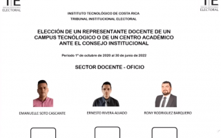 Papeleta del proceso electoral para elección de miembros ante el Consejo Institucional del TEC. 
