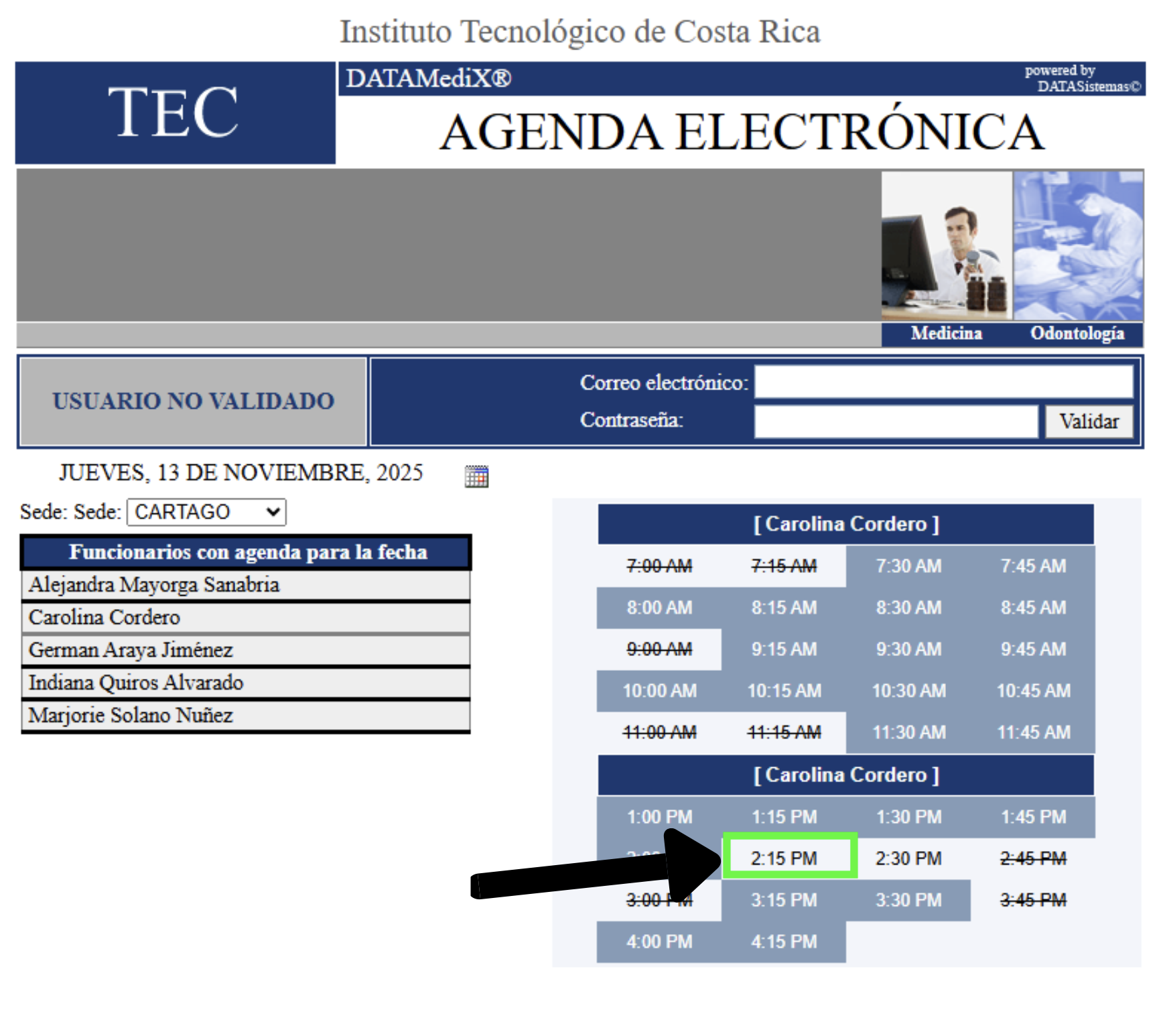 sistema de solicitud de citas