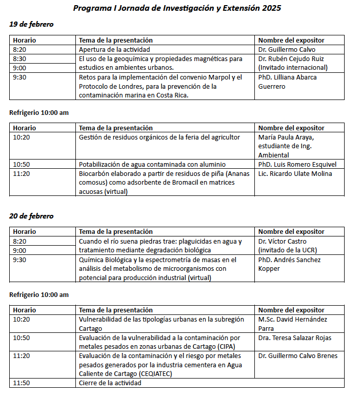 Programa del evento