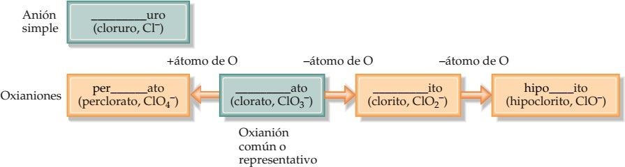 Esquema resumen del procedimiento para designar aniones