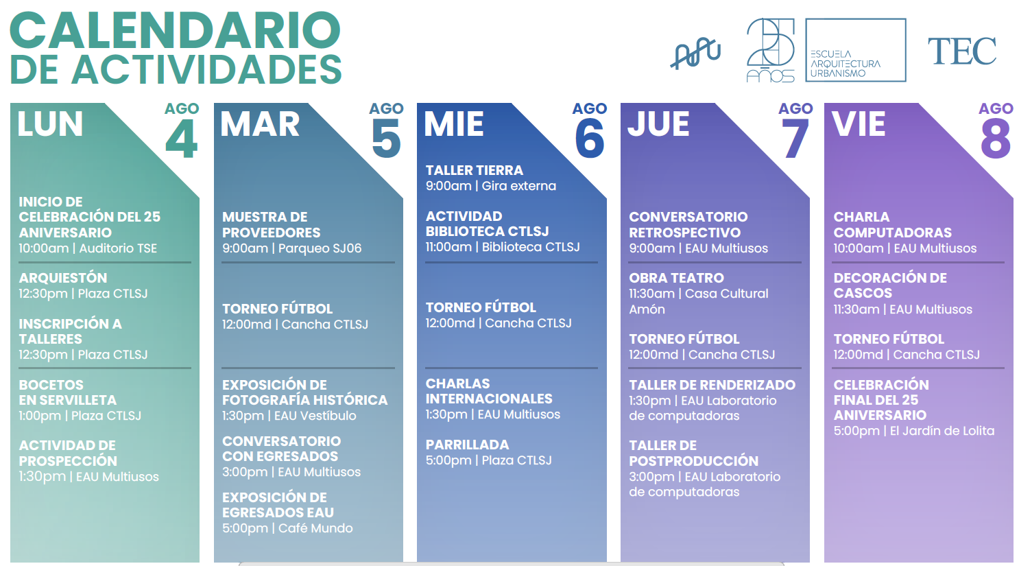 Afiche del evento contiene la agenda del evento