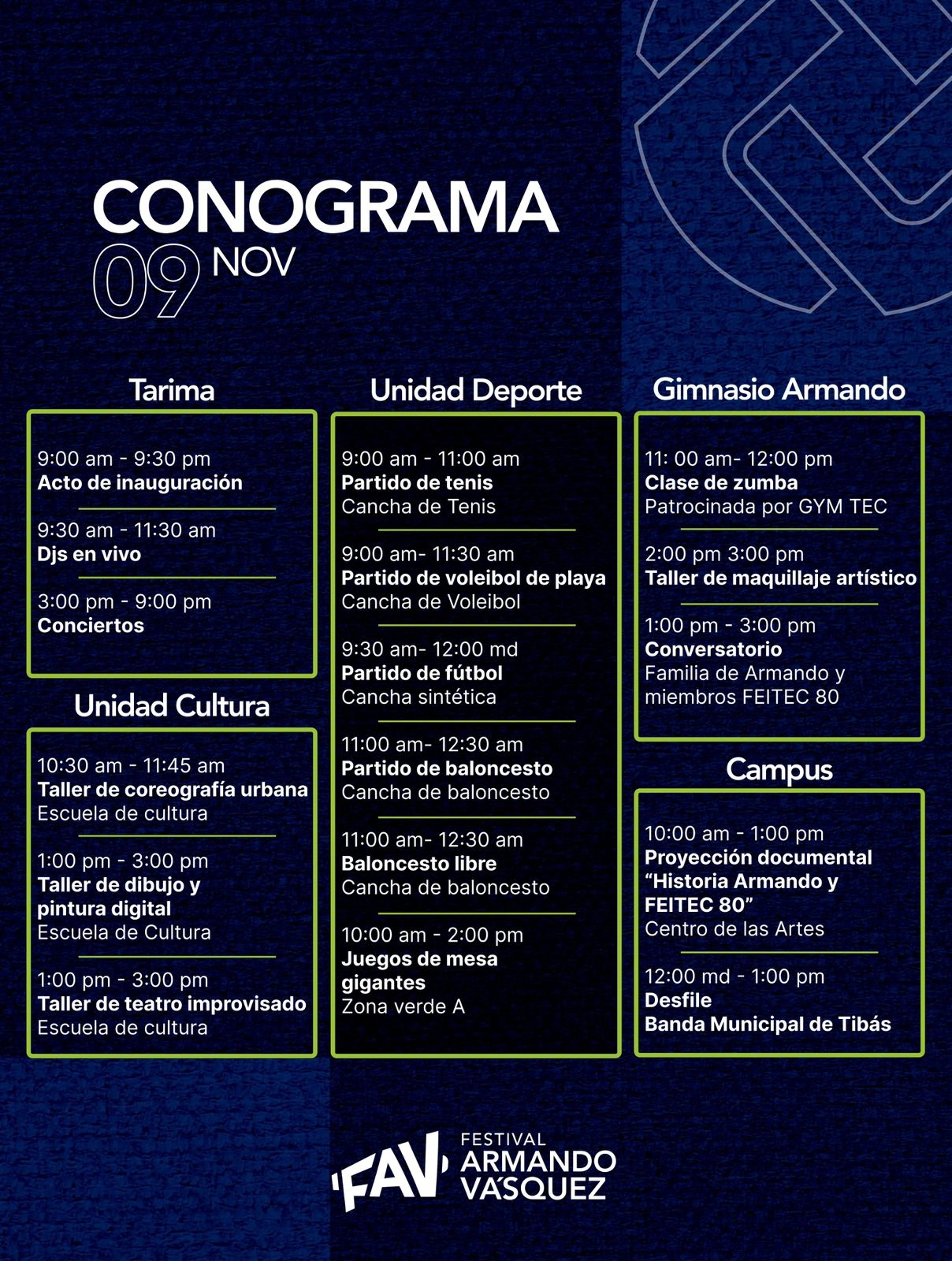 Afiche con información del evento