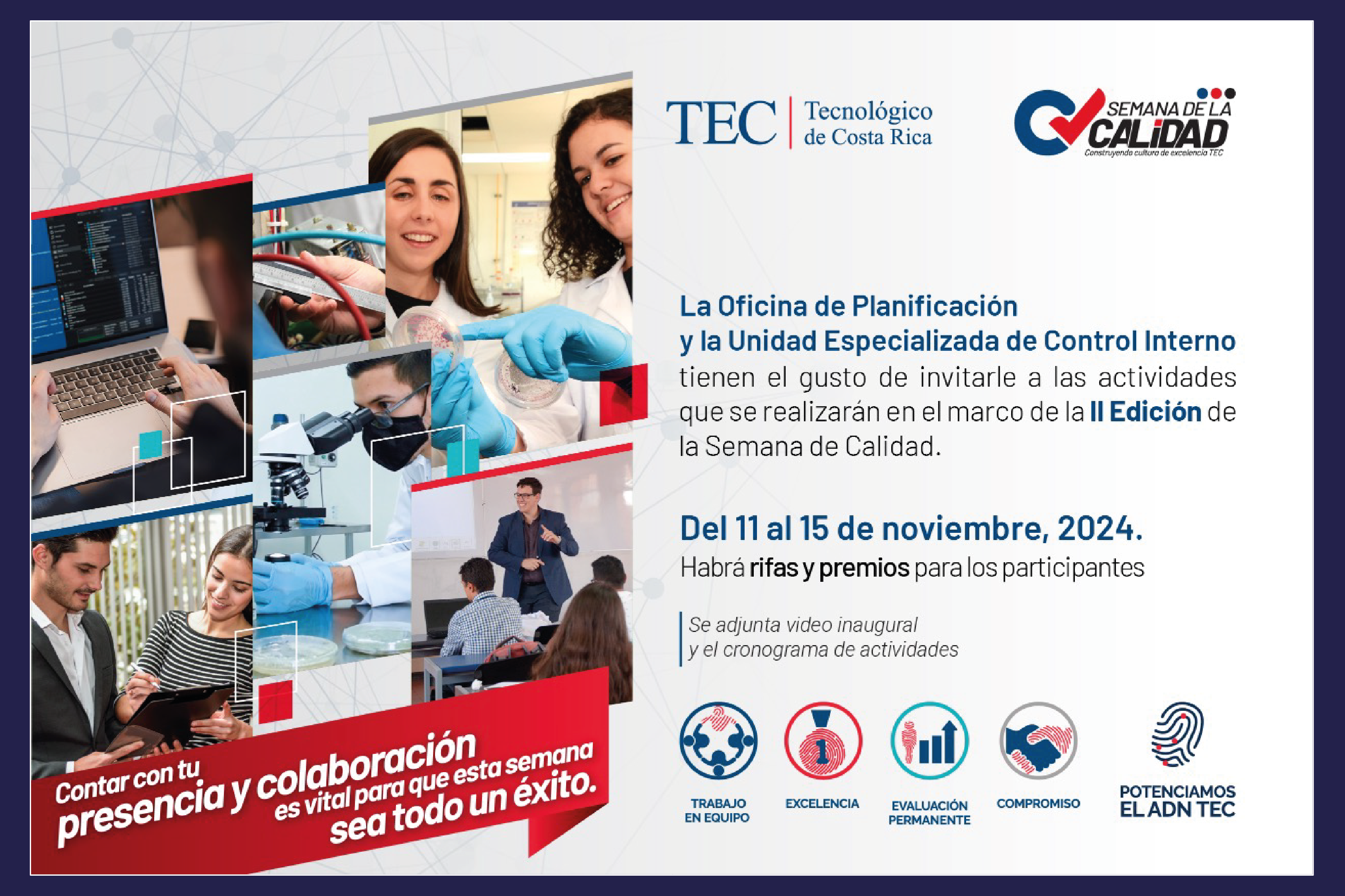 Imagen con información de la semana de la calidad en el TE.