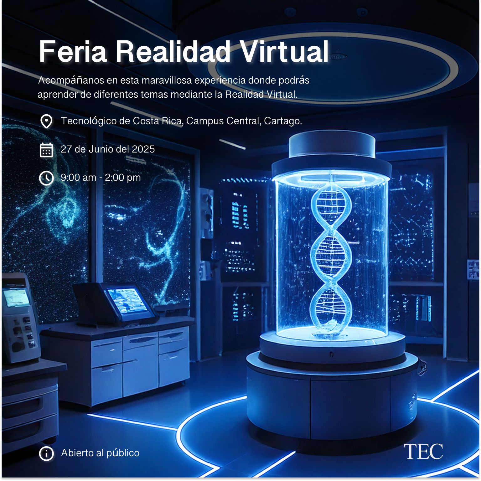 Afiche con información de la Feria Realidad Virtual