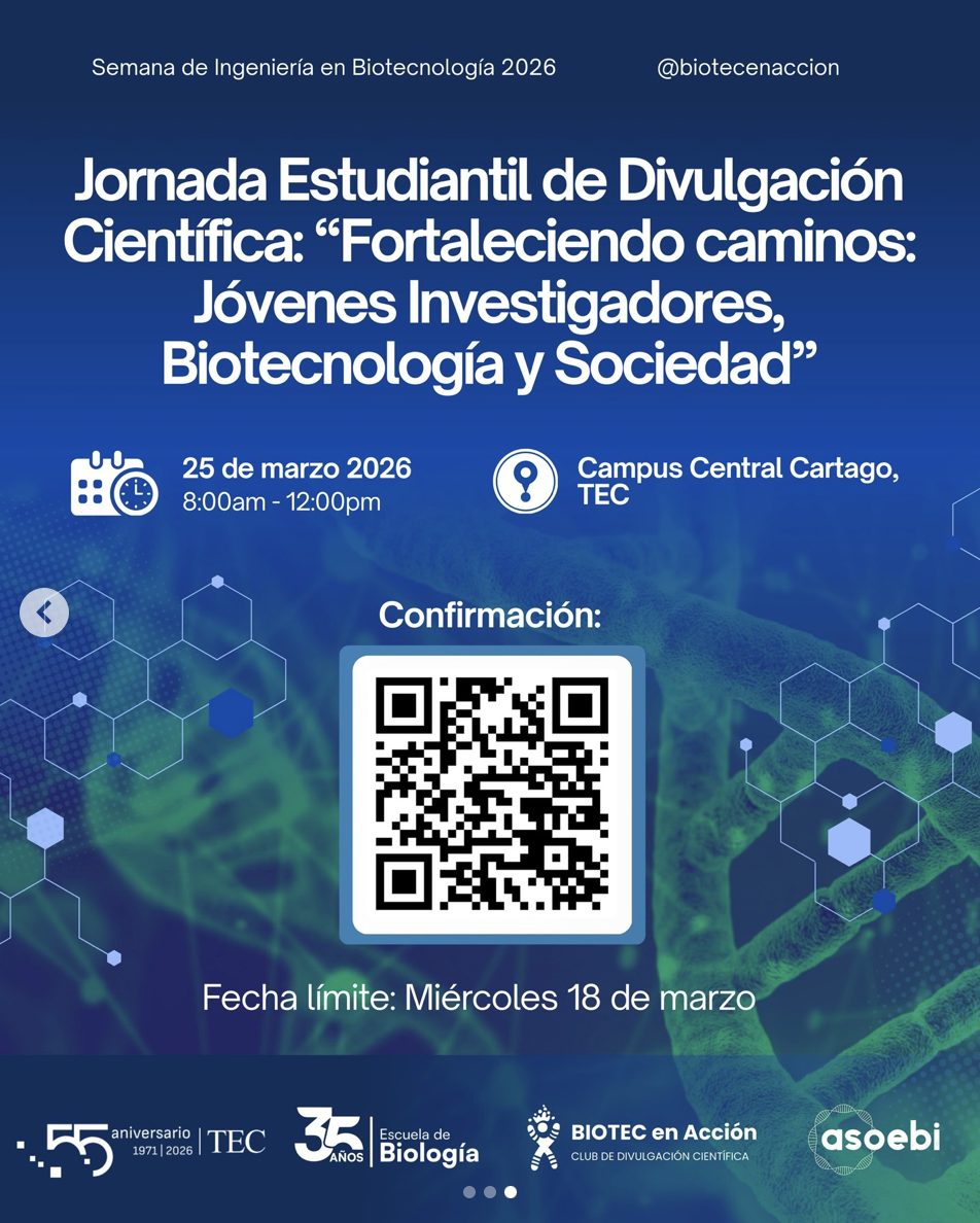 Jornada Estudiantil de Divulgación Científica 2026. “Fortaleciendo caminos: jóvenes investigadores, biotecnología y sociedad”
