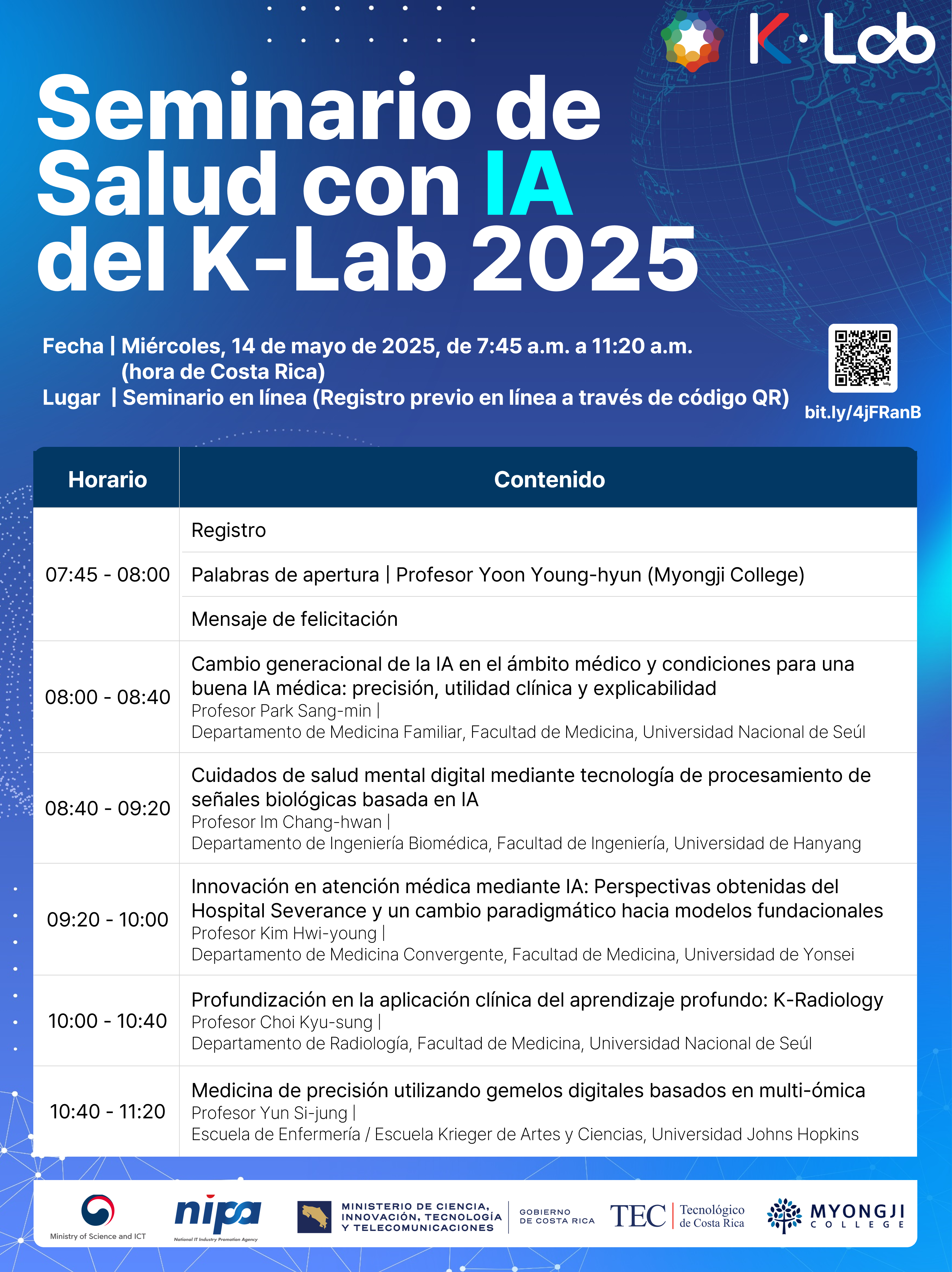 Imagen con la lista de panelistas en el seminario