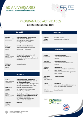 afiche informativo sobre 50 Aniversario de Escuela Ingeniería Forestal