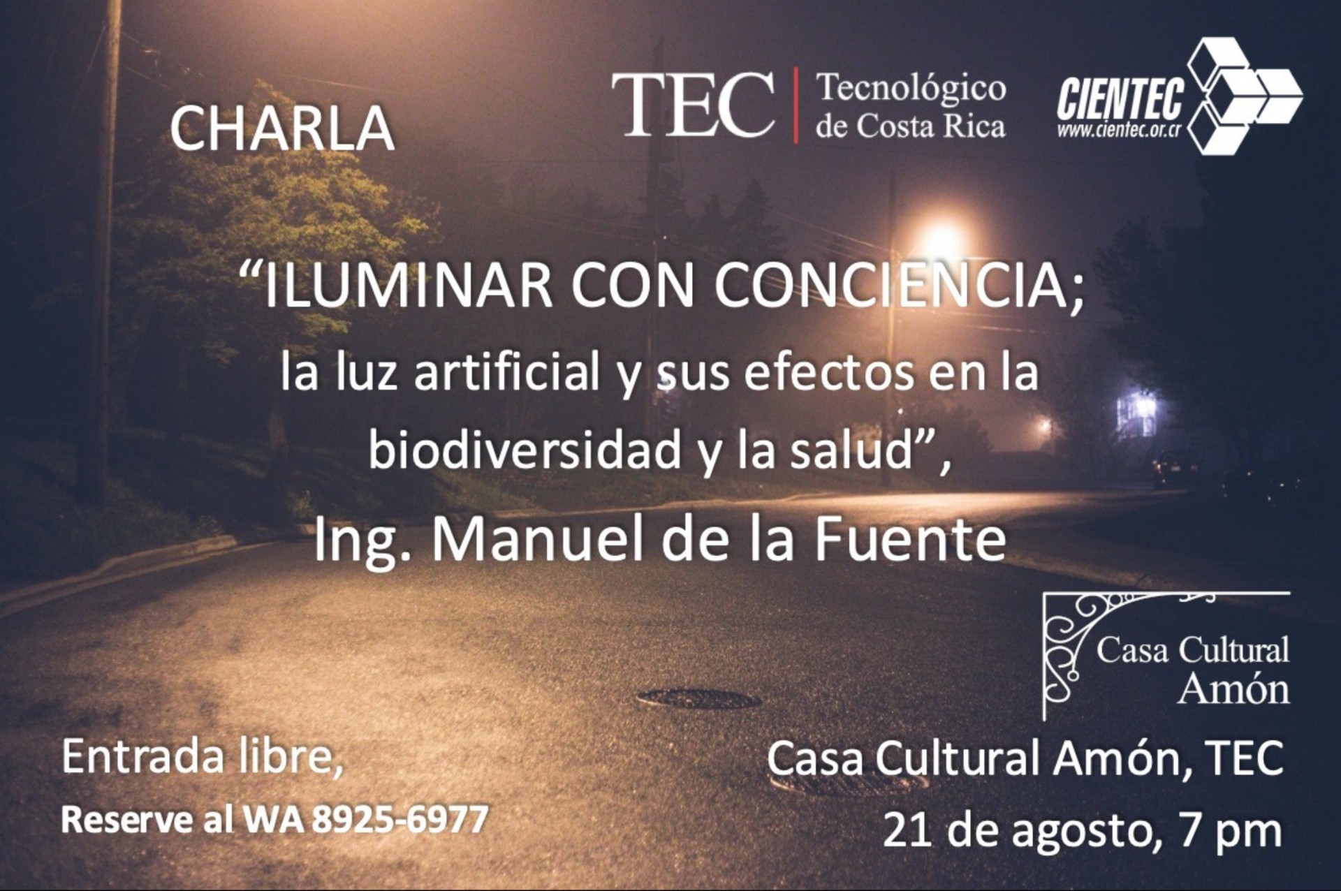 Imagen con información de la charla sobre iluminar con conciencia