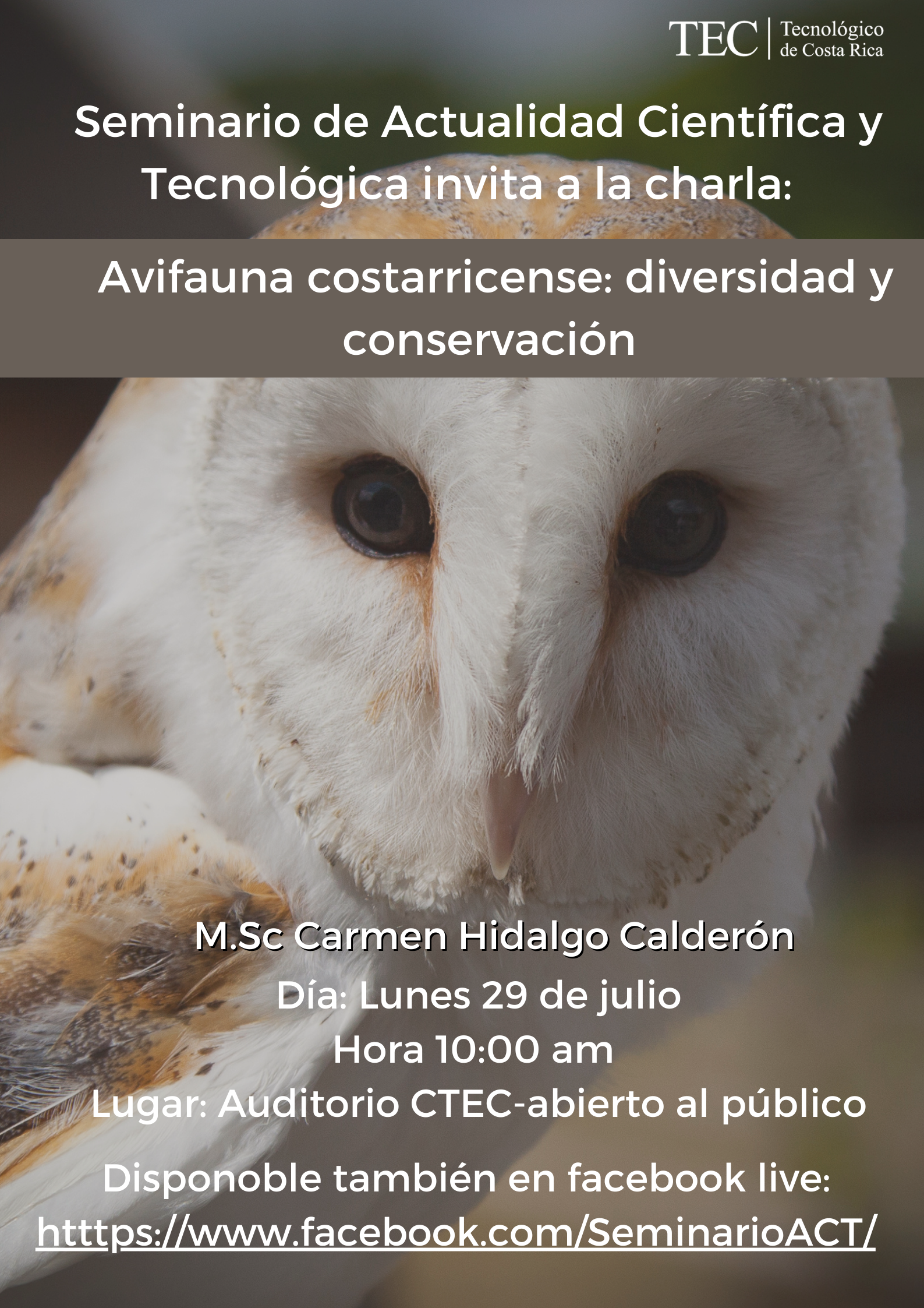 Imagen con información de la charla