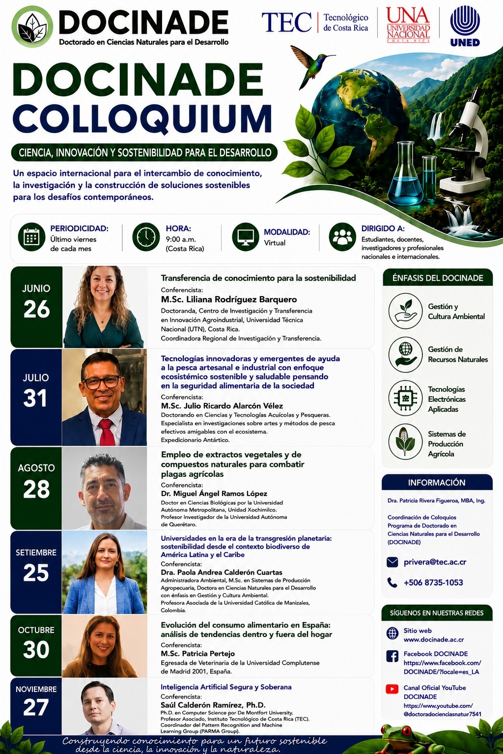Es un afiche con el detalle de actividades del DOCINADE Colloquium.
