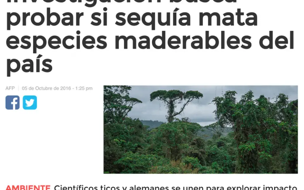 cambio climático en los árboles de Costa Rica