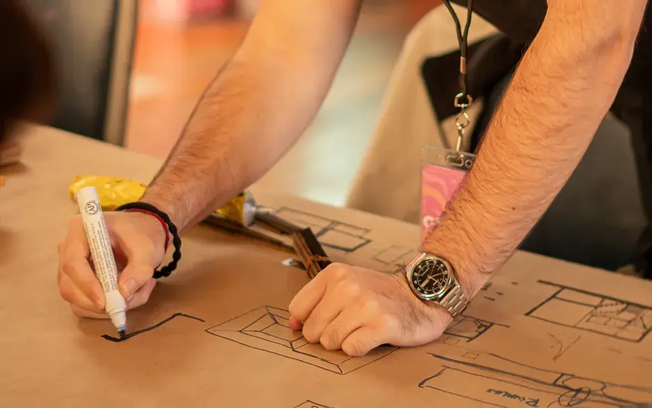 Dibujo de un plano. Escuela de Arquitectura y Urbanismo