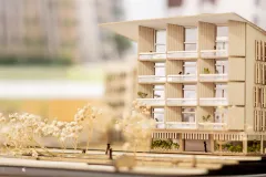 Dibujo de un edificio. Escuela de Arquitectura y Urbanismo