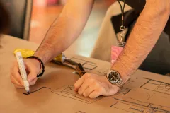 Dibujo de un plano. Escuela de Arquitectura y Urbanismo