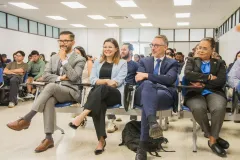 En orden usual: Andrés Robles, director de Investigación del TEC; Camila Delgado, vicerrectora de Vida Estudiantil del TEC; Alexander Leicht, director de la Oficina Regional de la UNESCO y Silvia Watson, vicerrectora de Administración del TEC.