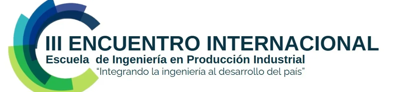 Logo Encuentro, tiene tres colores y en texto indica encuentro internacional de ingeniería en producción industrial