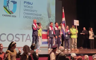 representación de atletas en escenario